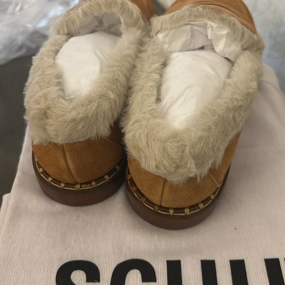 SCHUTZ Tan Flats with Plush Sherpa Lining - Picture 4 of 5